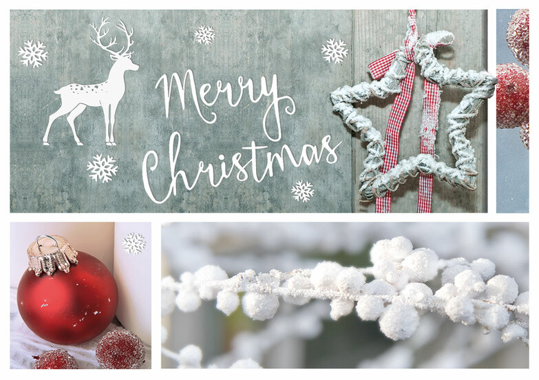 Weihnachtskarte: Rot & Weiß - Merry Christmas