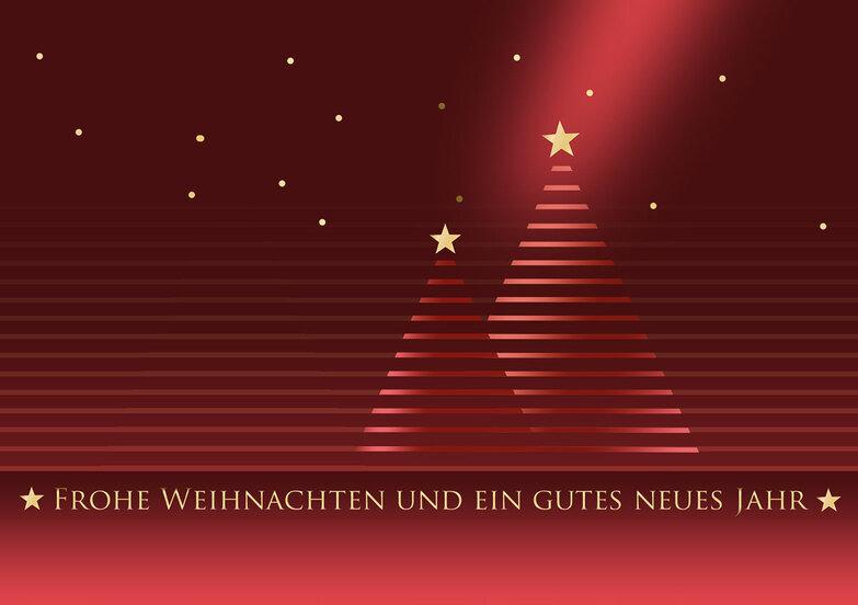 Weihnachtskarte: Roter Streifenbaum