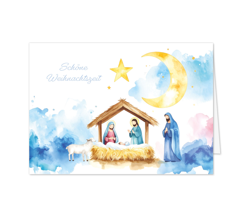 Aquarellbild mit heiliger Familie