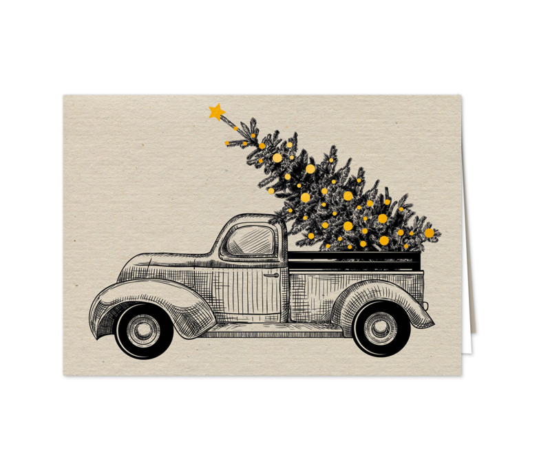 Karte: Weihnachtsbaum auf Truck