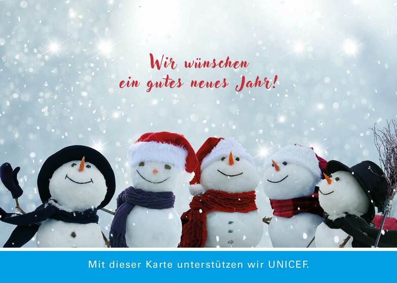Grußkarte: Lustiges Schnee-Trüppchen