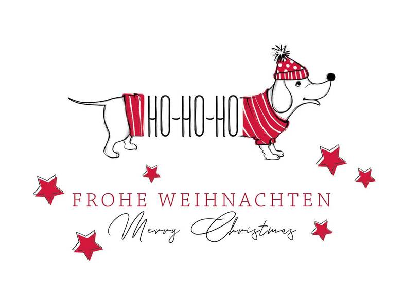 Weihnachtskarte: Long Christmas Dog