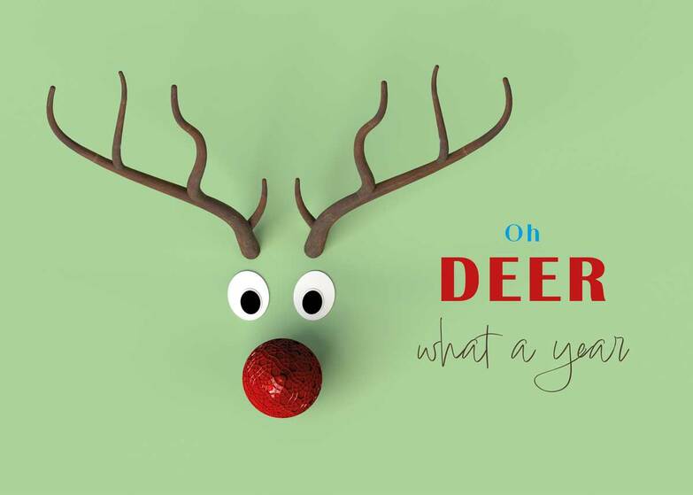 Weihnachtskarte: Oh Deer genervt