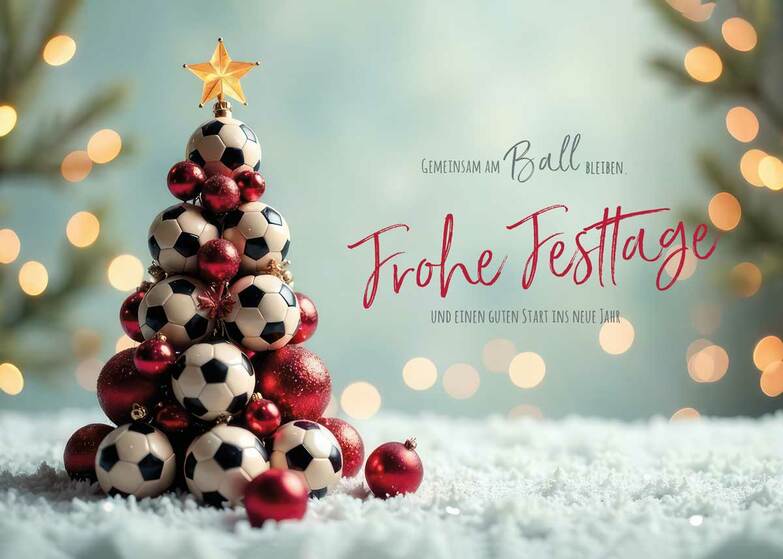 Weihnachtskarte: Am Ball bleiben