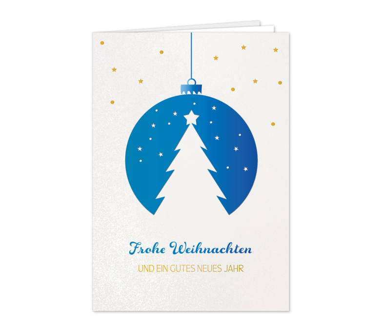 Karte: Baum in blauer Kugel