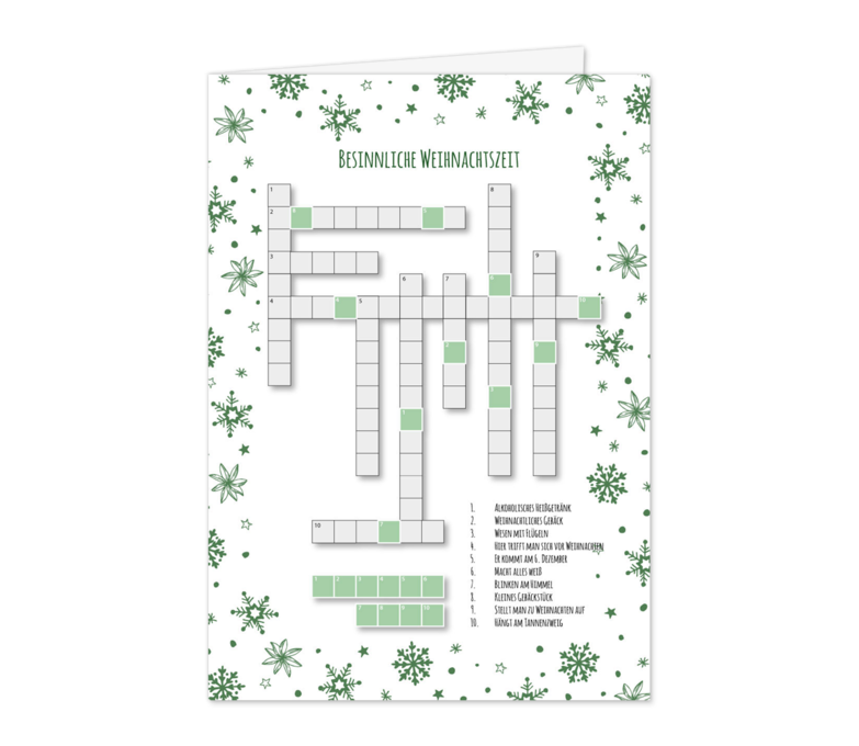 Karte: Weihnachtliches Kreuzworträtsel