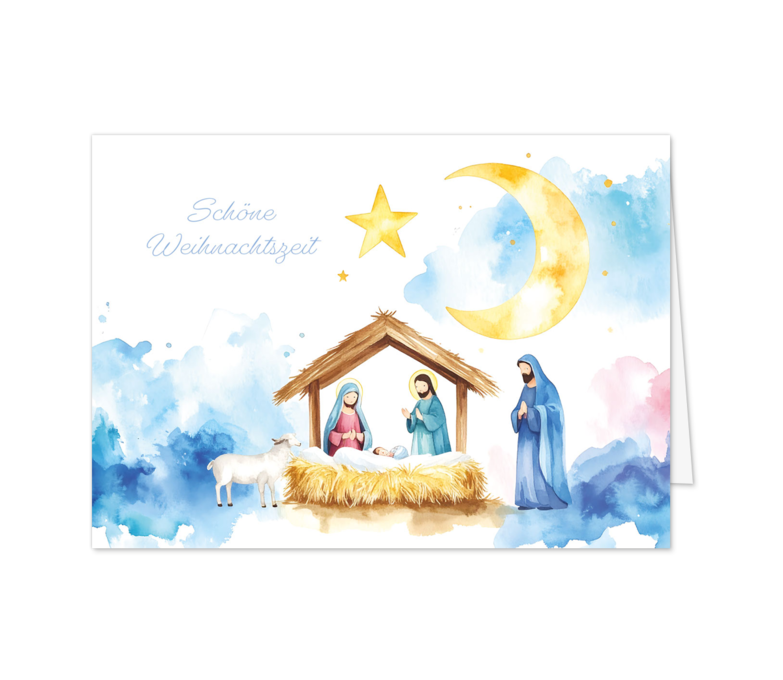 Karte: Aquarellbild mit heiliger Familie