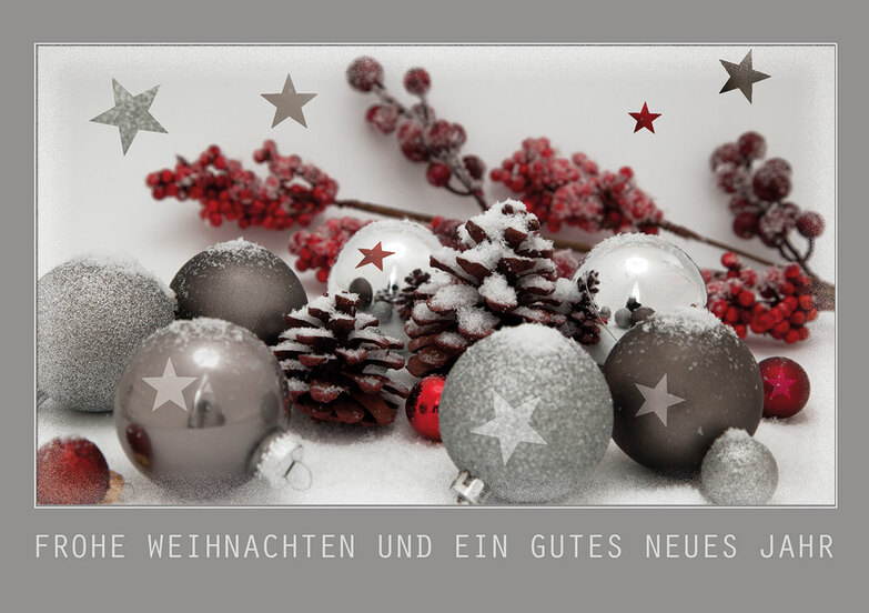 Weihnachtskarte: Silberkugeln