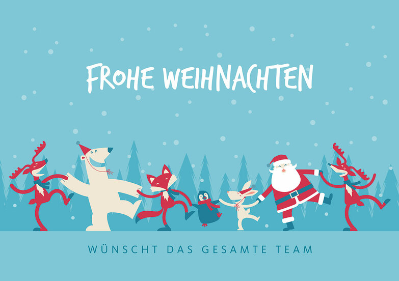 Weihnachtskarte: Tanzende Tiere