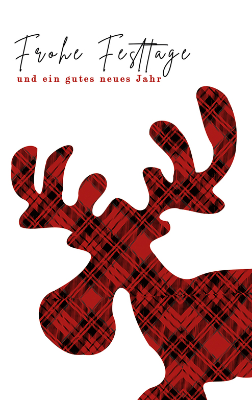 Weihnachtskarte: Elch im Karohemd