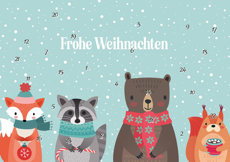 Weihnachtskarte: Lustige Tiere