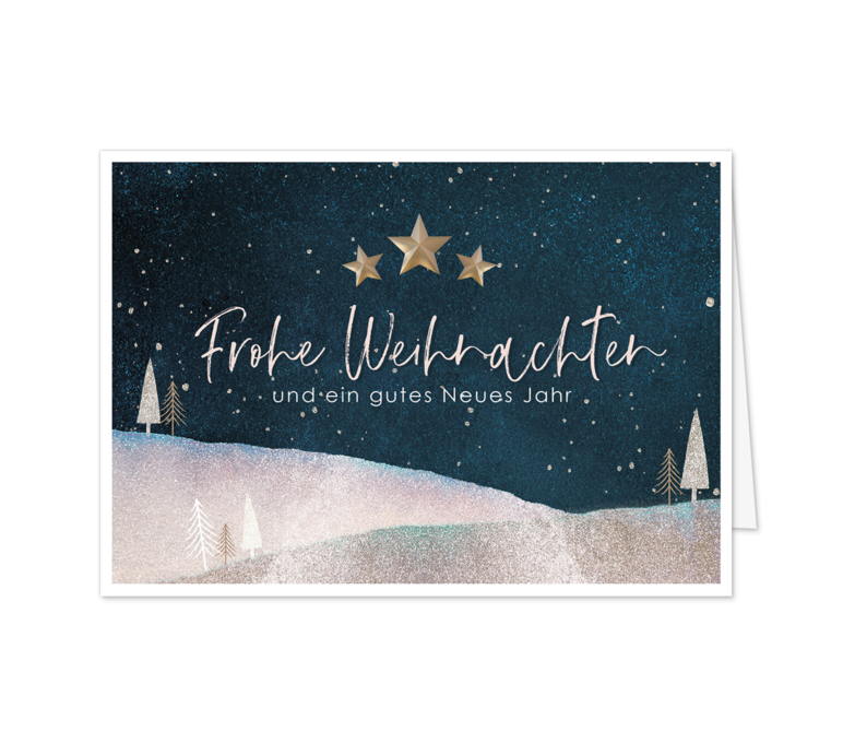 Karte: Winterlandschaft mit 3 Sternen