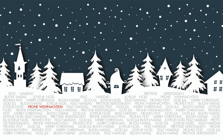 Weihnachtskarte: Scherenschnitt im Schnee