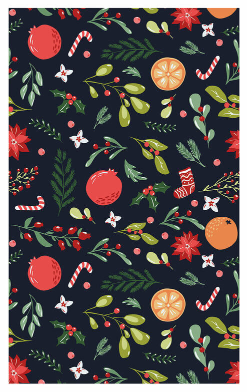 Weihnachtskarte: Granatapfel-Muster