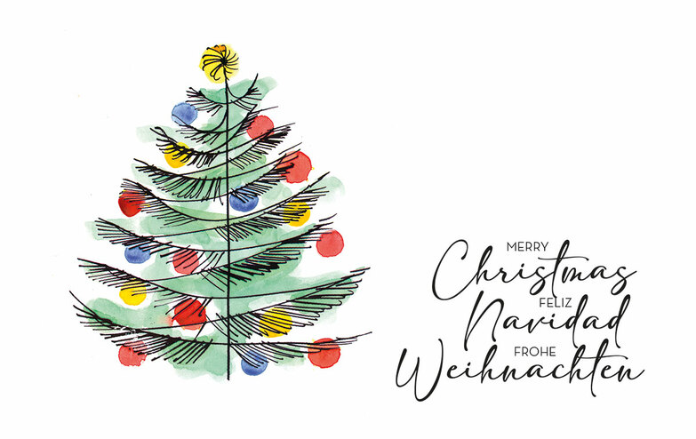 Weihnachtskarte: Aquarellbaum