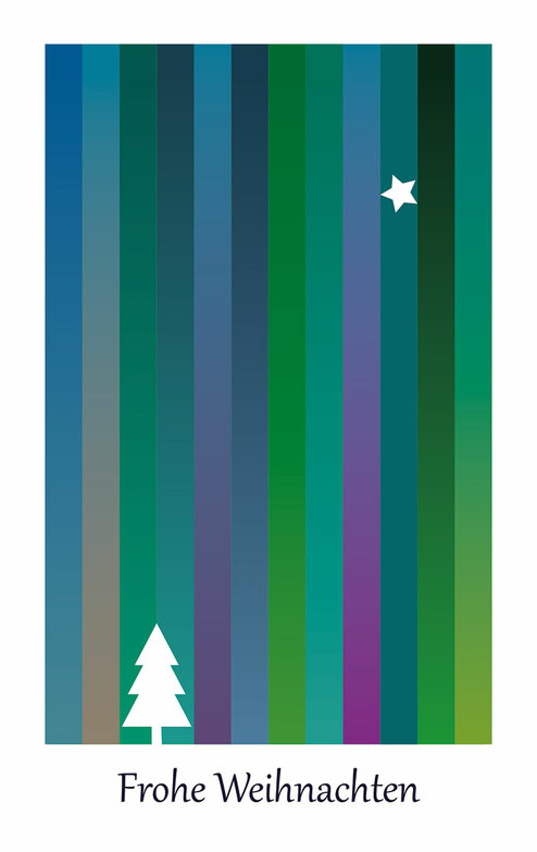 Weihnachtskarte: Bäumchen vor Streifen