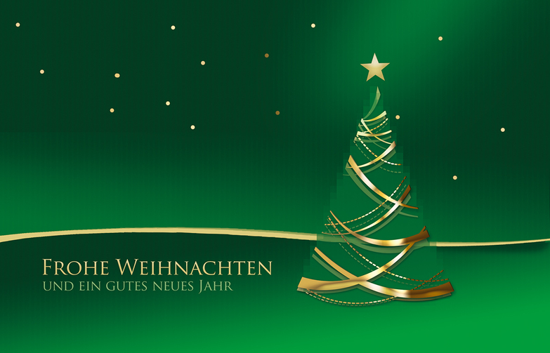 Weihnachtskarte: Grün und Gold