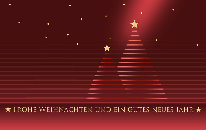 Weihnachtskarte: Roter Streifenbaum