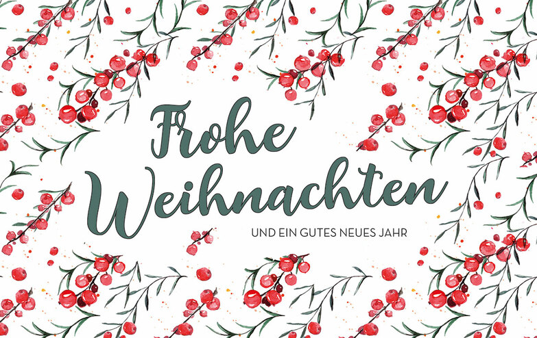 Weihnachtskarte: Typo mit Beeren