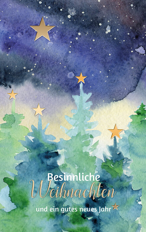 Weihnachtskarte: Aquarellbäume