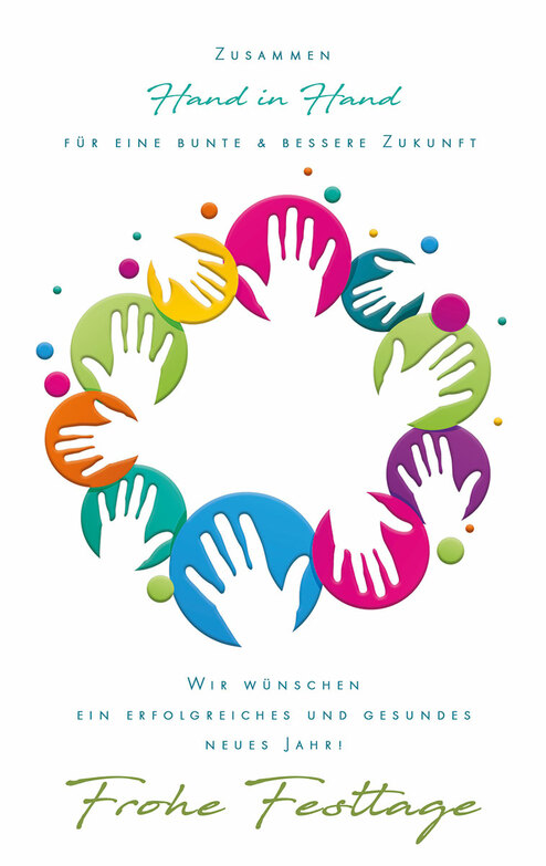 Grußkarte: Bunte Hände
