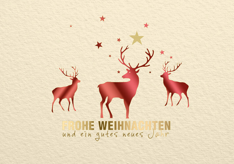 Weihnachtskarte: Drei Hirsche