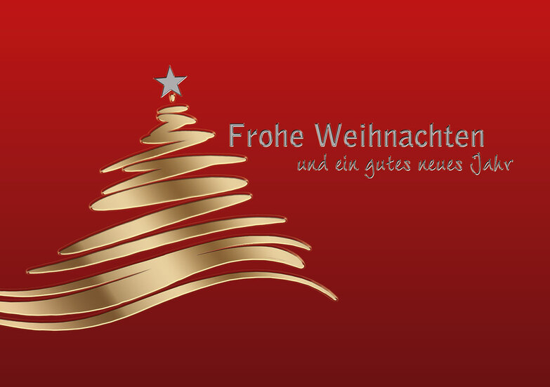 Weihnachtskarte: Goldbaum mit Elan