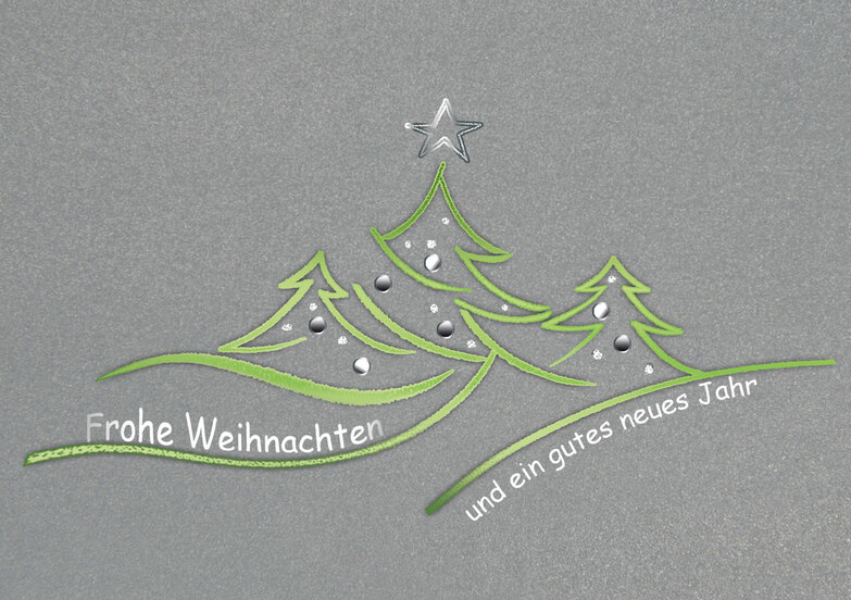 Weihnachtskarte: Grünes Baumensemble