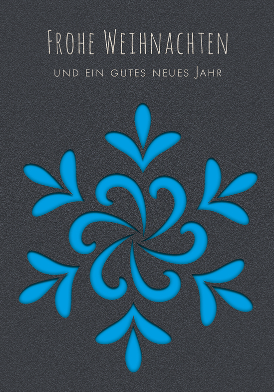 Weihnachtskarte: Schneeflocke im Glanz Blau