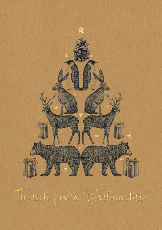 Weihnachtskarte: Tierische Weihnachten