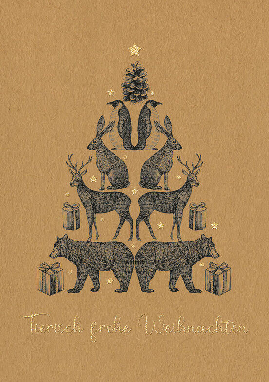 Weihnachtskarte: Tierische Weihnachten