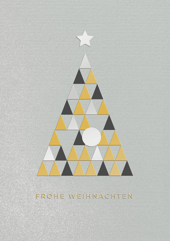 Weihnachtskarte: Dreieckspyramide mit Stern
