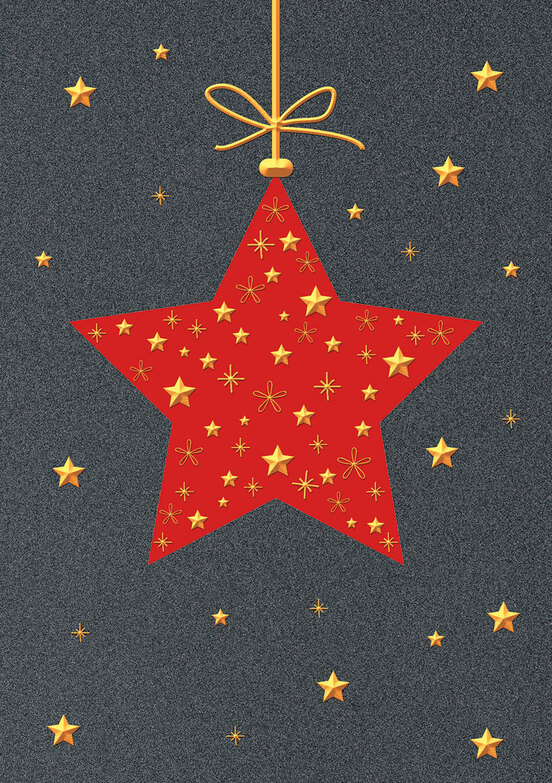 Weihnachtskarte: Hängestern im Sternenhimmel