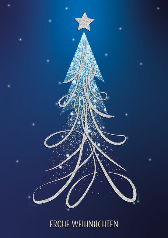 Weihnachtskarte: Raketenbaum