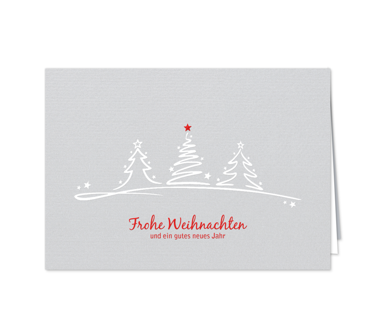 Karte: Feine weiße Weihnachslinien auf Silber