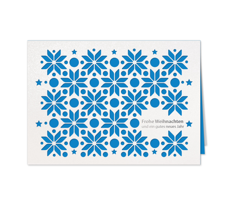 Karte: Blumen-Sterne-Blau
