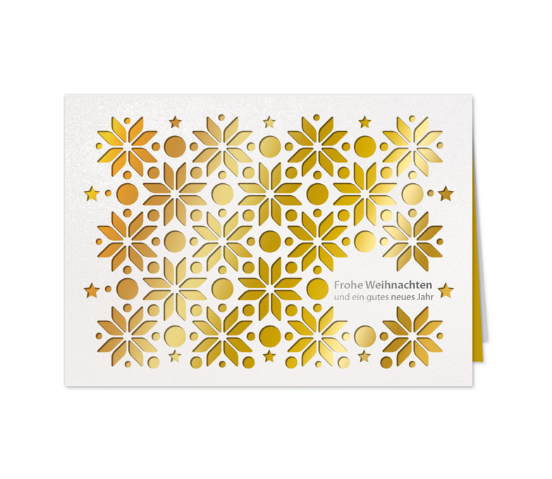 Karte: Blumen-Sterne-Gold