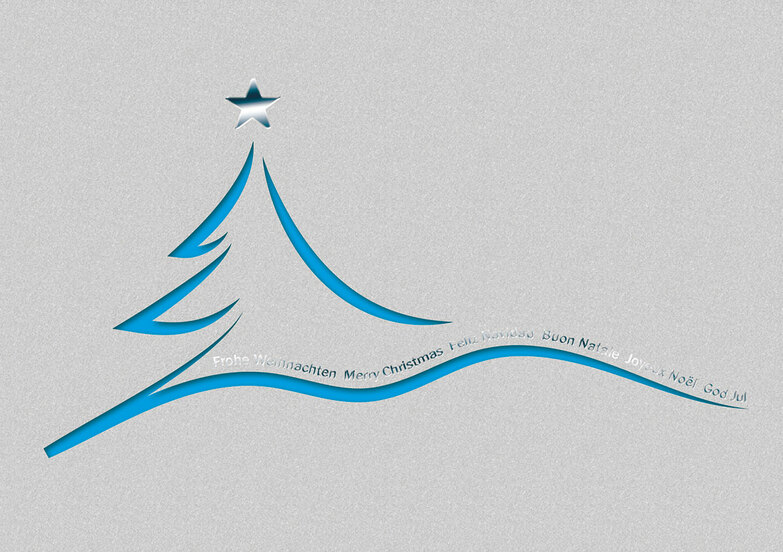 Weihnachtskarte: Fliegende Linien Blau