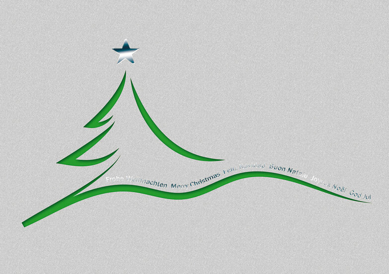 Weihnachtskarte: Fliegende Linien Grün