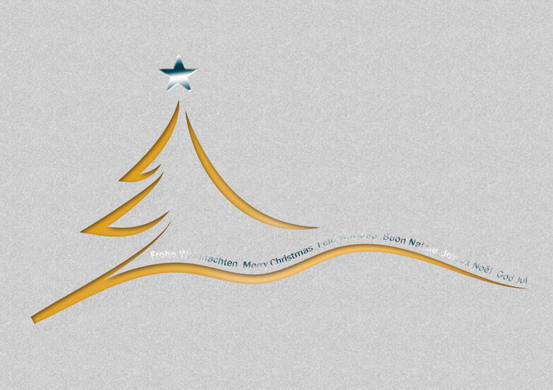 Weihnachtskarte: Fliegende Linien - Gold