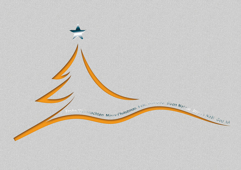 Weihnachtskarte: Fliegende Linien Orange