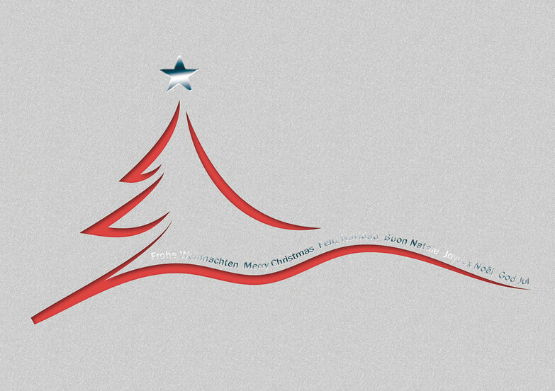 Weihnachtskarte: Fliegende Linien Rot