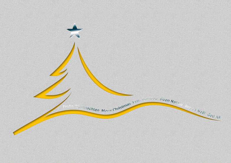 Weihnachtskarte: Fliegende Linien Gelb