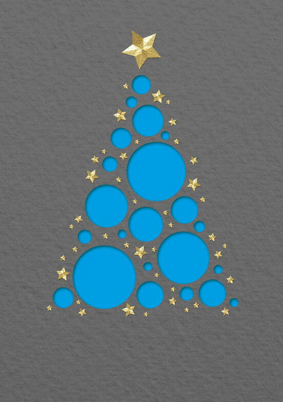 Weihnachtskarte: Kugeln Blau