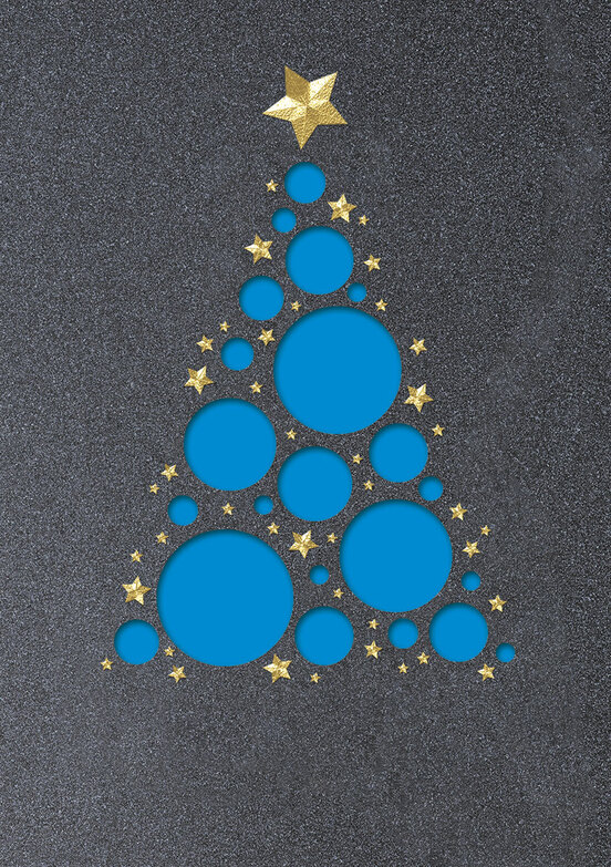 Weihnachtskarte: Kugeln - Blau