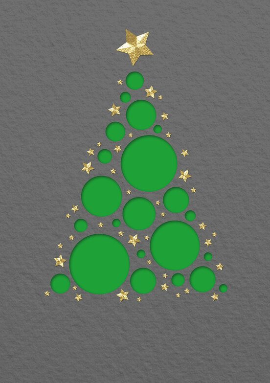 Weihnachtskarte: Kugeln Grün
