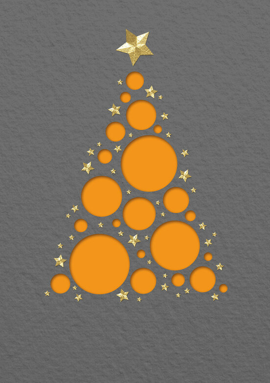 Weihnachtskarte: Kugeln Orange