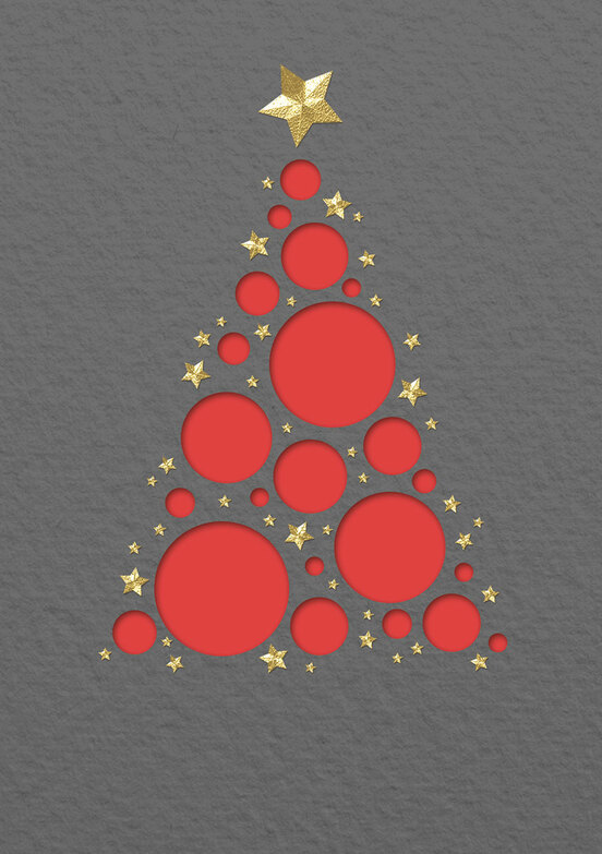 Weihnachtskarte: Kugeln Rot