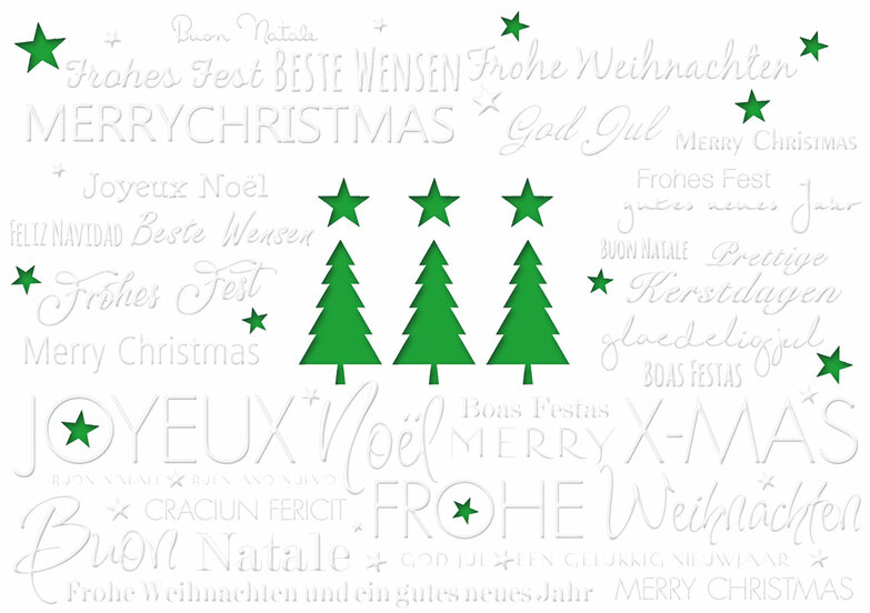 Weihnachtskarte: Drei mit Stern Grün