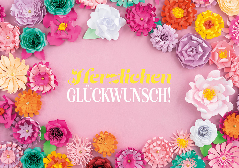 Grußkarte: Handgemachte Papierblumen